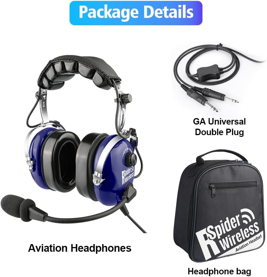 Pilot Aviation Headset for General Aircraft (Blue)