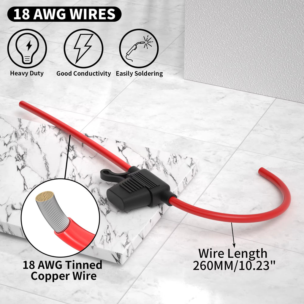 5PCS 18 Gauge Fuse Holder 12V for ATC/ATO Blade Fuse Inline Fuse Holder 12V with 18 AWG Wires with 10A 15A Fuse Car
