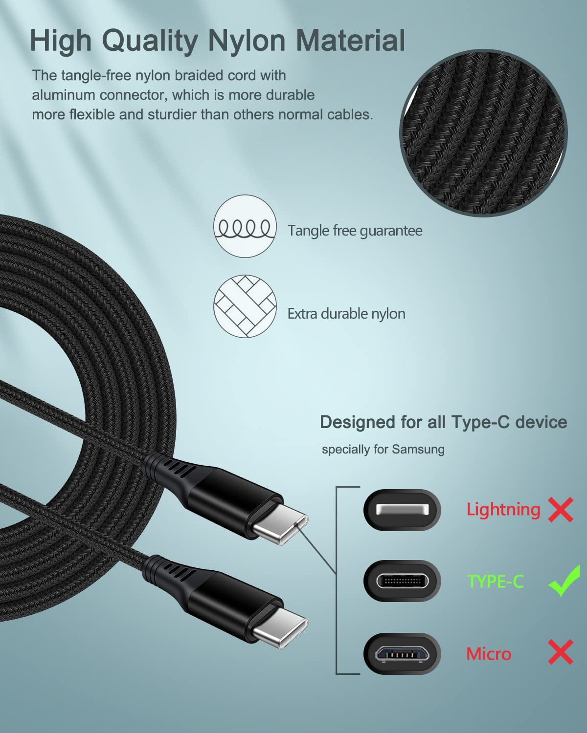 Iphone 17E 17 USB Type C Cable for Apple Iphone 16E/16/15 Plus/17 Pro Max | 6Ft Fast Charging Android Type C to C Cable for Samsung Galaxy A17 A16 A15 S25, Google Pixel 9A 10 Pro XL Android USBC Cord