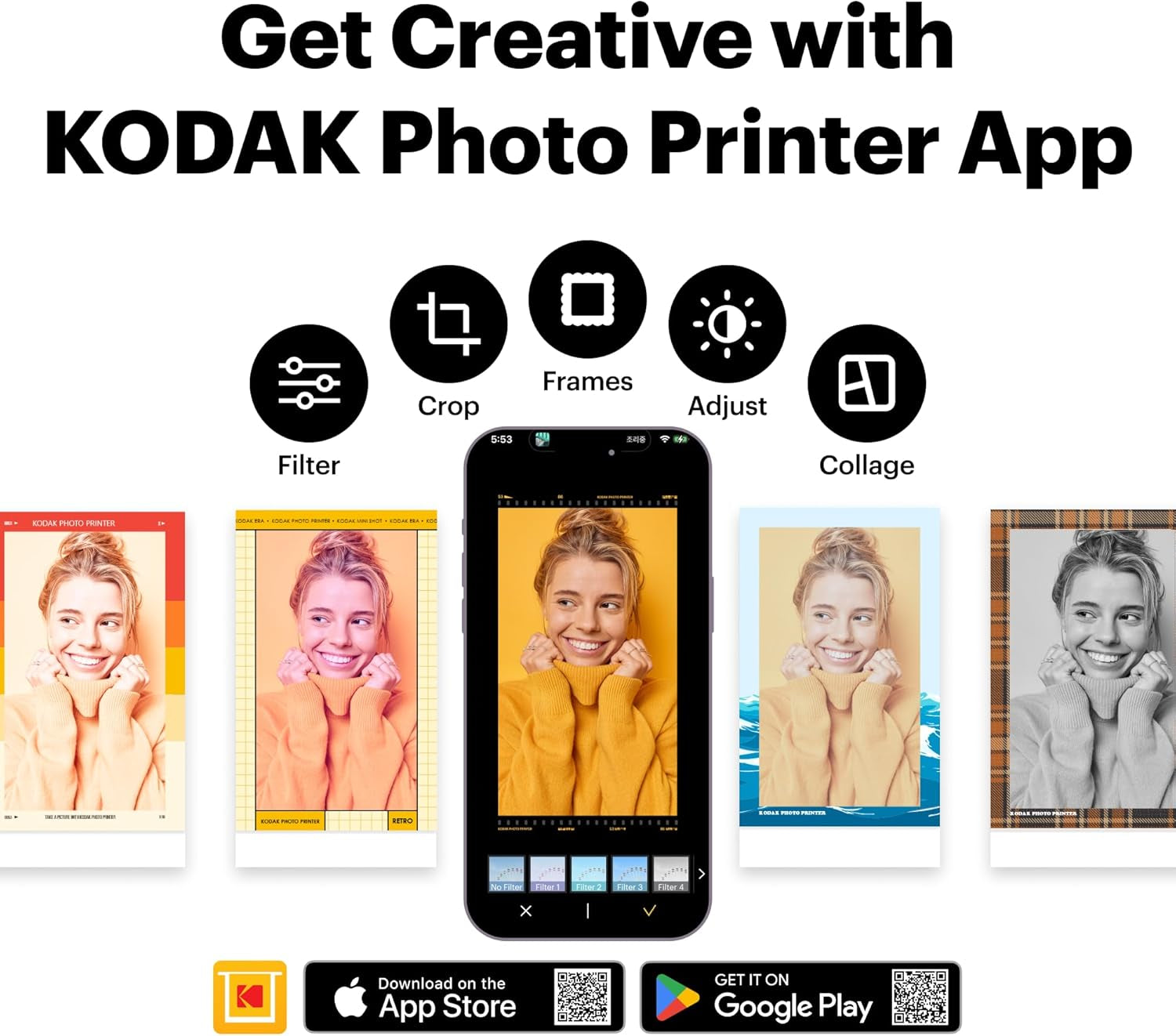 KODAK Mini 2 Retro 2X3 Portable Photo Printer, 8 Sheets, Bluetooth Smartphone Printer for Iphone & Android, Instant Color Prints, 4PASS Dye Sublimation, White