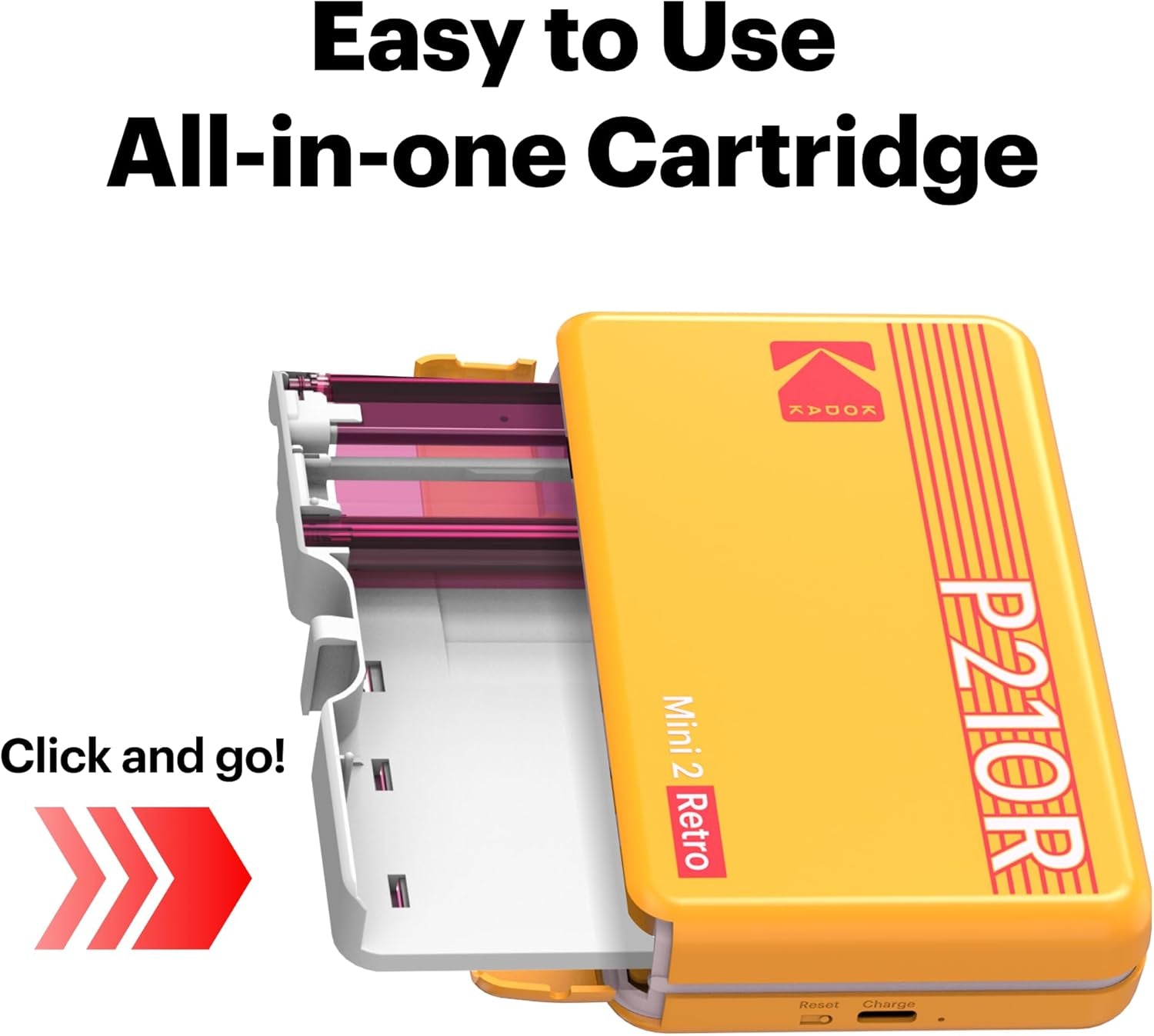 KODAK Mini 2 Retro 2X3 Portable Photo Printer, 8 Sheets, Bluetooth Smartphone Printer for Iphone & Android, Instant Color Prints, 4PASS Dye Sublimation, White