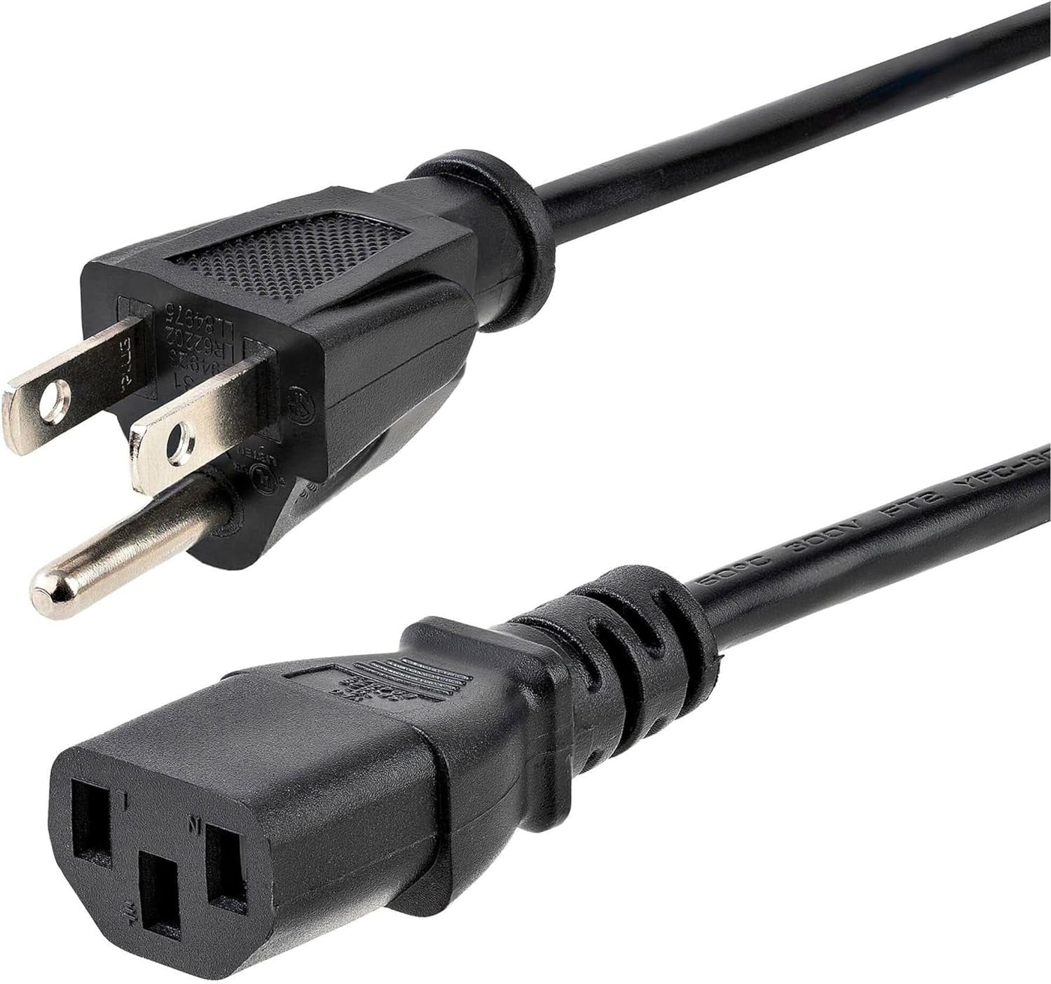 Startech.Com 12Ft (3.6M) Computer Power Cord, NEMA 5-15P to C13, 10A 125V, 18AWG, Black Replacement AC Power Cord, Printer Power Cord, PC Power Supply Cable, Monitor Power Cable - UL Listed (PXT10112)