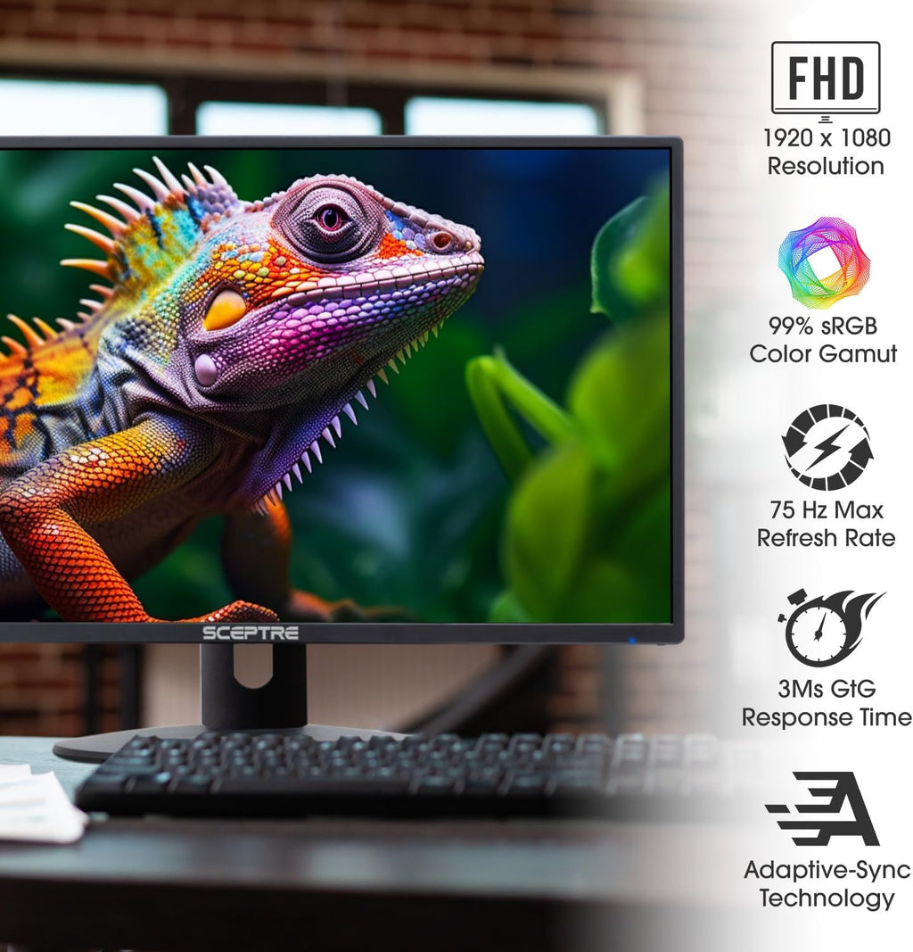 24-Inch Prime Monitor Thin 1080P LED Monitor 99% Srgb 2X HDMI VGA Build-In Speakers, Machine Black (E248W-19203R 2025 Series)