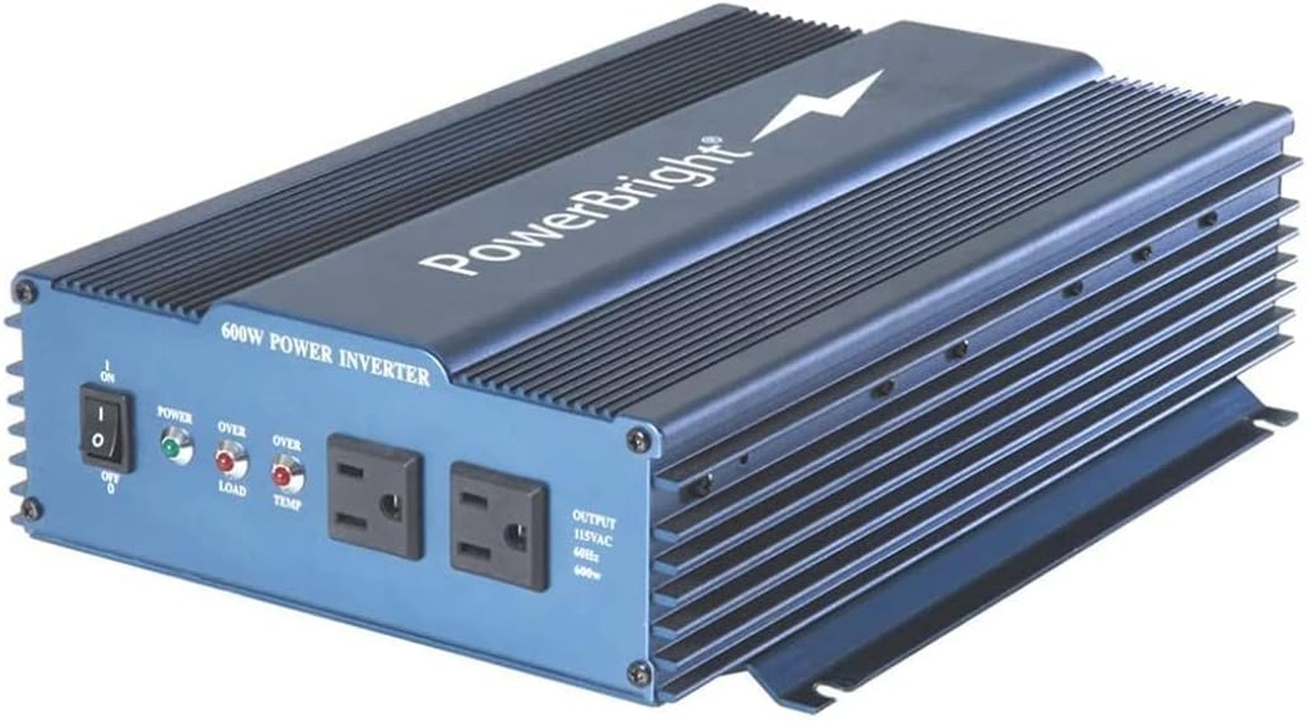 600 Watt Pure Sine Wave Power Inverter, 12 V DC to 120 V AC Car Inverter W/ Dual 120 Volt AC Outlets & Overload Indicator. Perfect for Camping, Emergency, Hurricane & Storm Outage