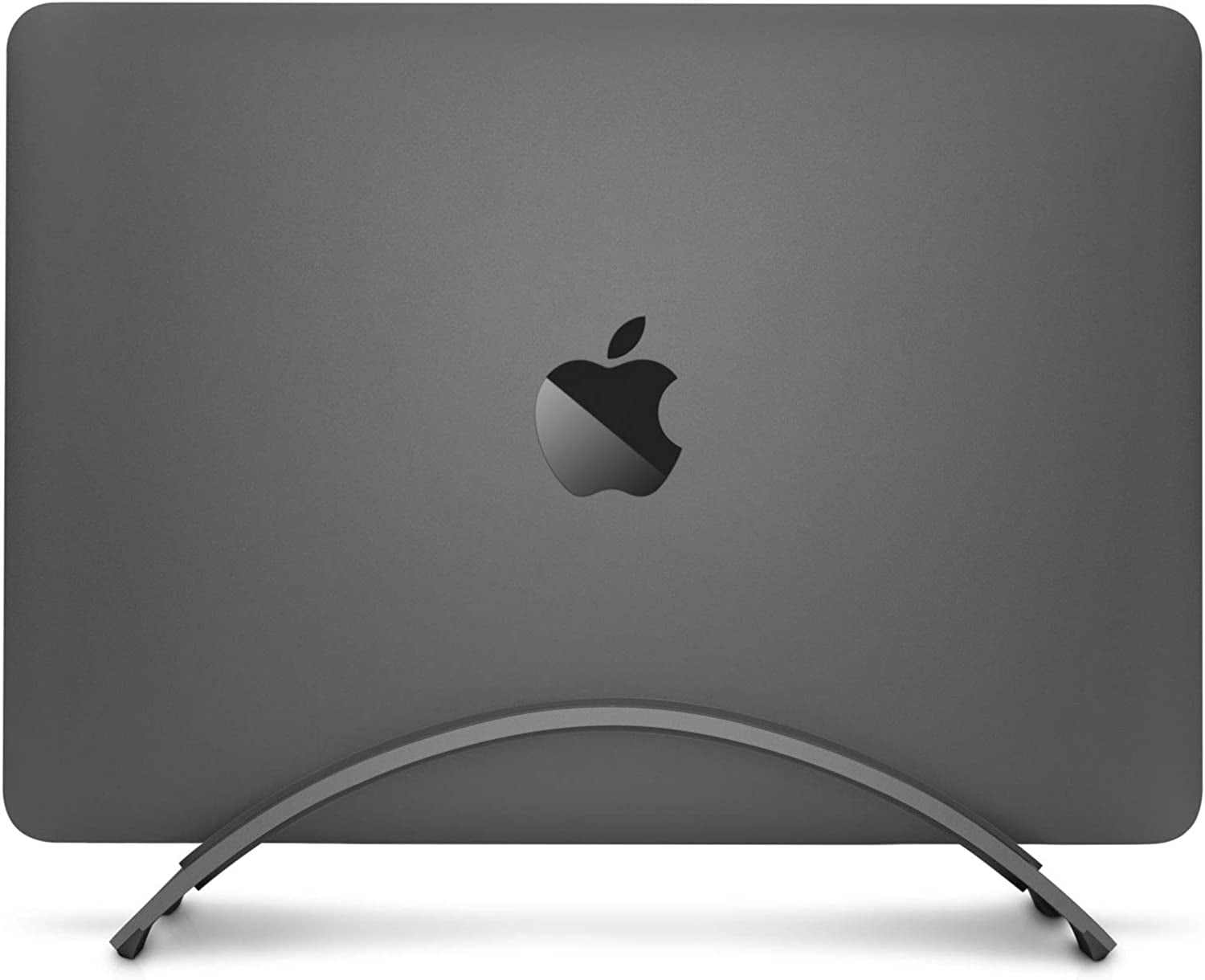 Bookarc for Macbook | Space-Saving Vertical Desktop Stand for Apple Notebooks (Space Grey)*Not Compatible with M1, See Insert Option to Update/Upgrade*