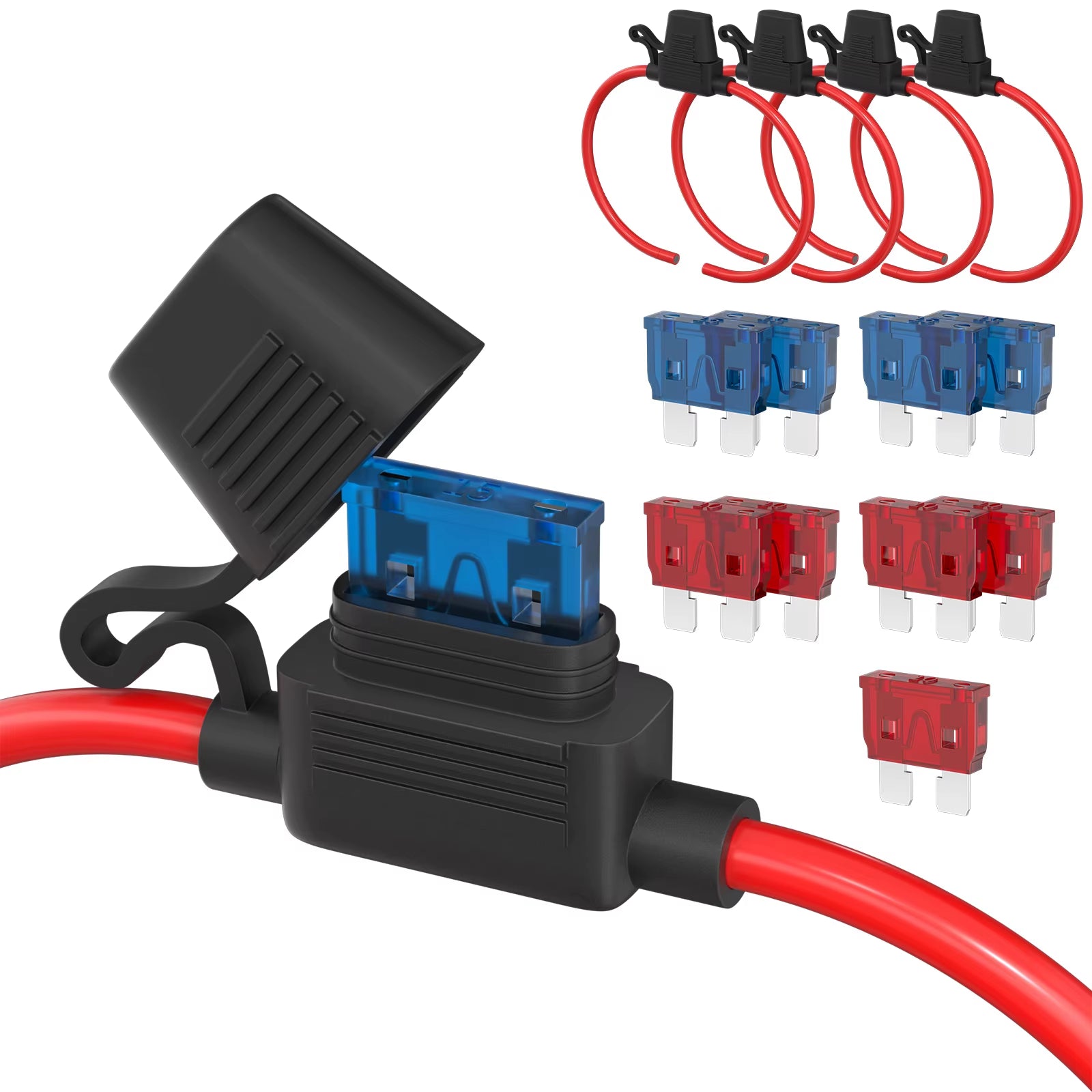 5PCS 18 Gauge Fuse Holder 12V for ATC/ATO Blade Fuse Inline Fuse Holder 12V with 18 AWG Wires with 10A 15A Fuse Car