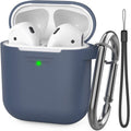Upgrade Silicone Case Protective Cover [Front LED Visible] Compatible with Apple Airpods 2 & 1 (Navy Blue)