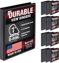 Durable 1 Inch 3 Ring Binder, D Ring Binder, 100% Recycled Chipboard, Black, 12 Pack
