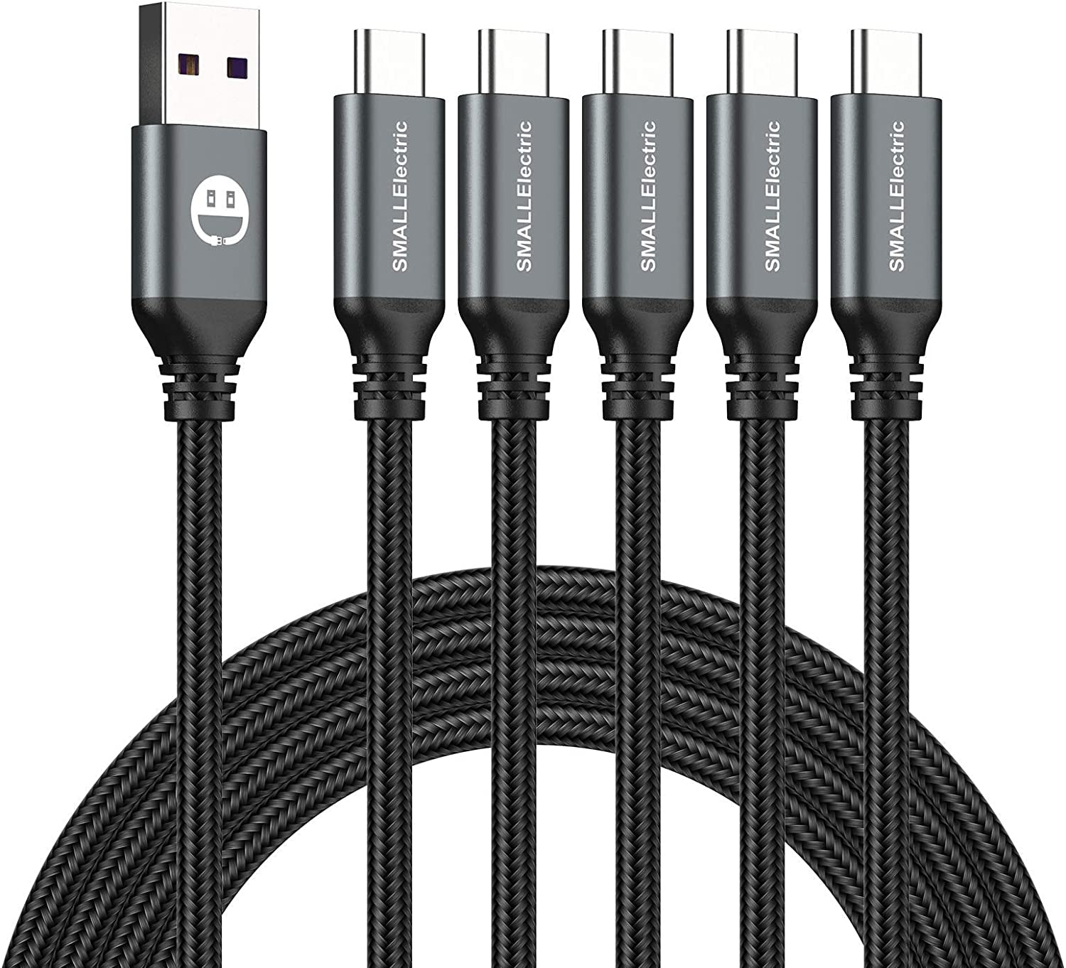 USB to USB C Cable 5 Pack 6FT, a to Type C Fast Charger Cord | 3A Braided USB a to C Charging Cords for Iphone 17 16 15, Samsung Galaxy, LG; 5 Pack for Home, Office, Car and Travel.(Grey)