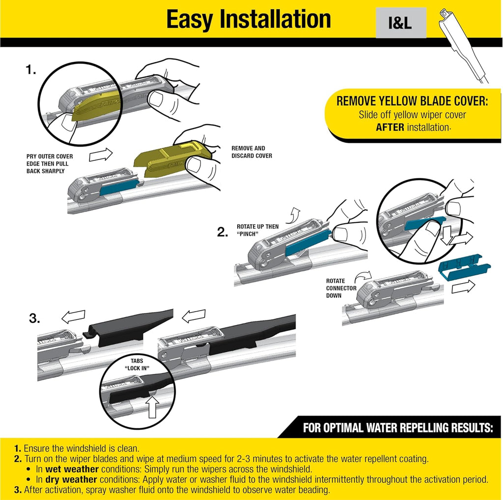 810163 Repellency Water Repellent Wiper Blades, 26" & 16" Windshield Wipers, All Weather Streak-Free for Enhanced Visibility W/ Water Repellency Formula