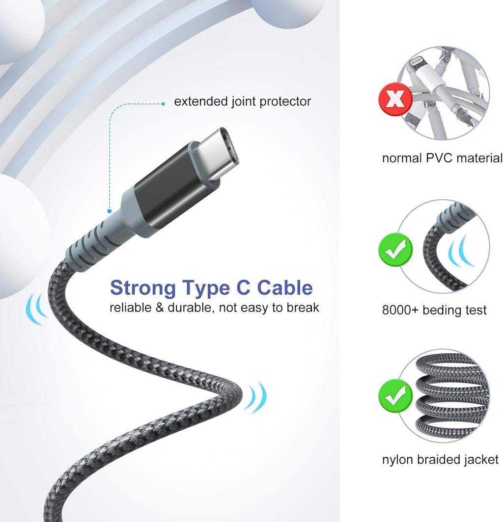 Adaptive Fast Charging Wall Charger with USB C Cable 10Ft,  USB Fast Charger Type C Charger Compatible for Galaxy S25 S24 S23 Ultra A15 A13 A03S A53 S22 S21 S20 S10 S9 Android Phone-2Pack,Black
