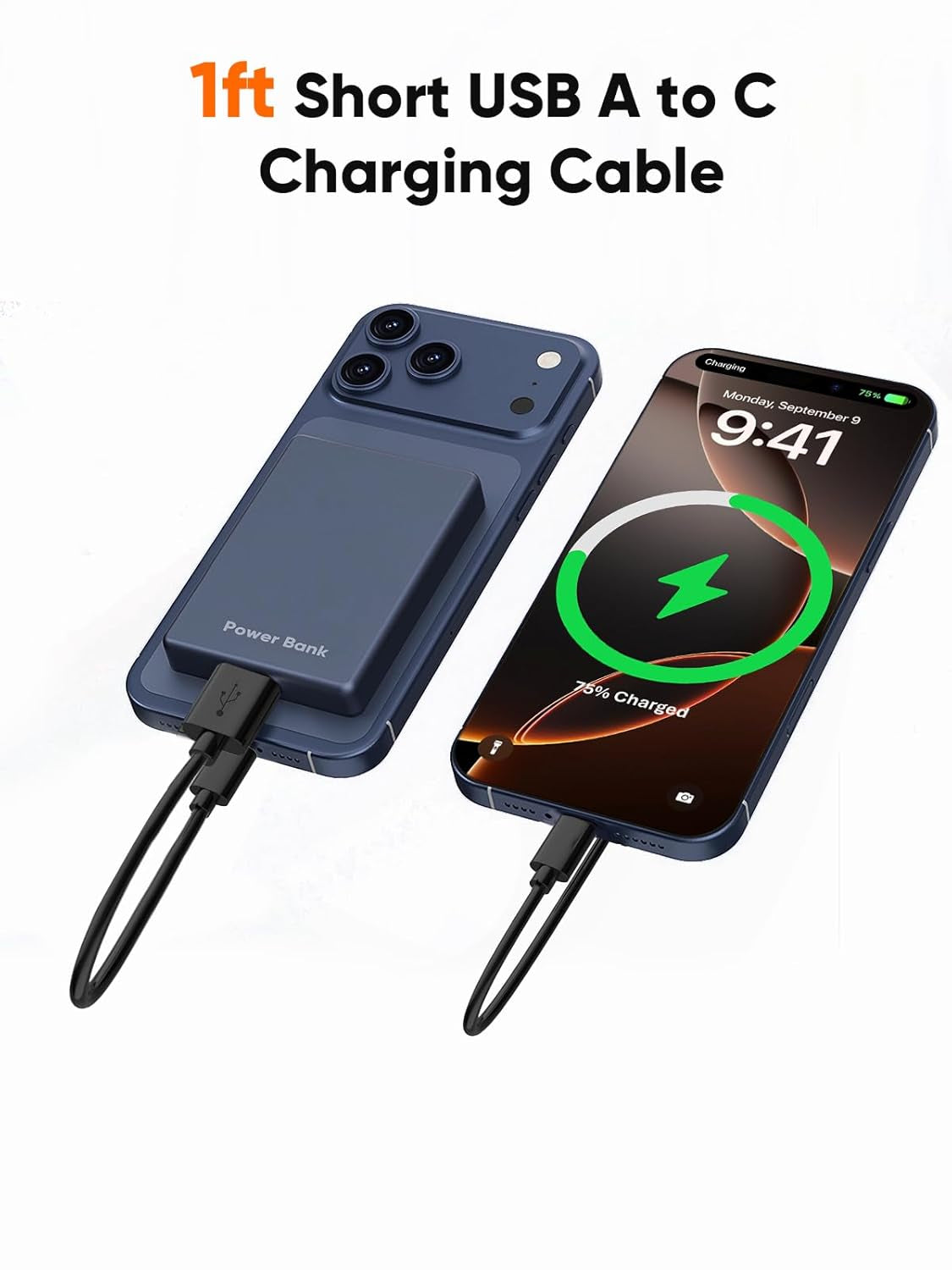 Short USB C 6 Inch, USB a to USB C Fast Charging Type C Data Cord for Power Bank, Galaxy S23, Ipad Pro Ipad Mini, Ipad Pro,Iphone 15/16,Android Auto/Cellphone,Ps5 Controller