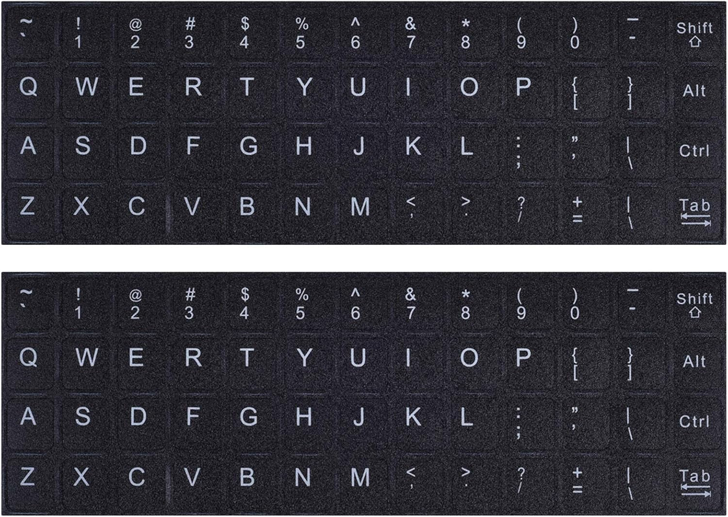 English Keyboard Stickers, 2 Pack Replacement Keyboard Letters Sticker with White Font on Black Background Universal for Computer Laptop Desktop, Matte Alphabet Stickers