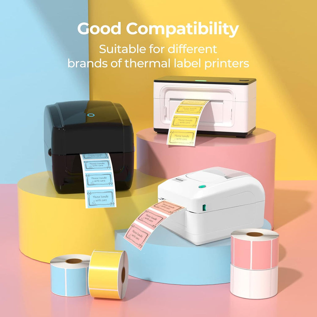 2.25"X1.25" Thermal Sticker Labels, Yellow Self-Adhesive Barcode Label Paper for Direct Thermal Printer and Business, Multi-Purpose Rectangle Address Shipping Mailing Sticker,1000 Sheets/Roll