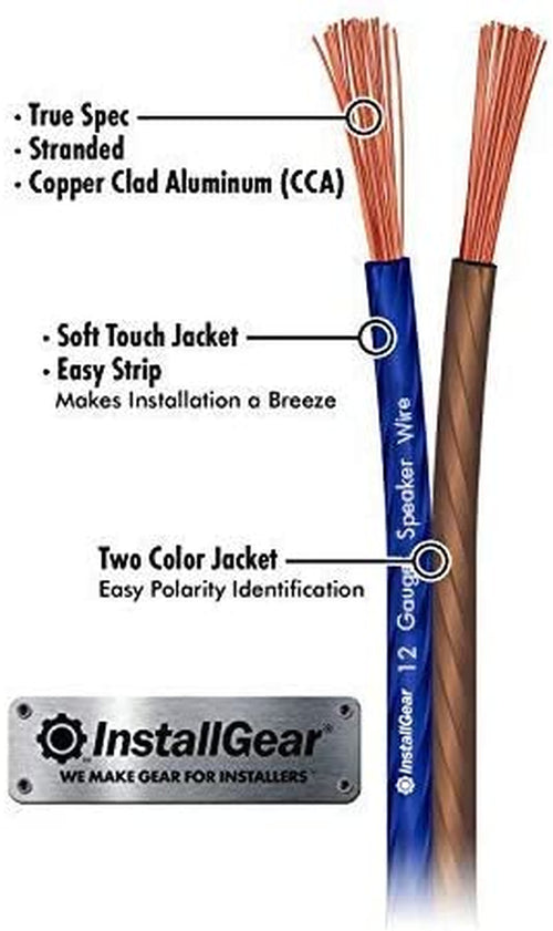 12 Gauge Speaker Wire (100Ft - Blue/Black) - Car & Home Speaker Cable for Stereos, Theater, Radio, Outdoor Use