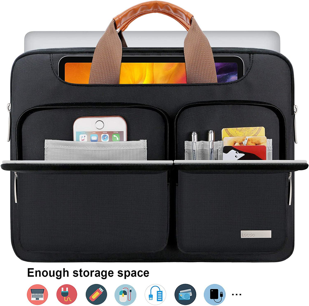 360° Protective Laptop Shoulder Bag, 15-15.6 Inch Laptop Sleeve Case for Acer HP Lenovo Dell ASUS Laptop, Acer Aspire, HP Pavilion, Dell Inspiron, Lenovo Ideapad,Asus Zenbook Computer Bag, Black