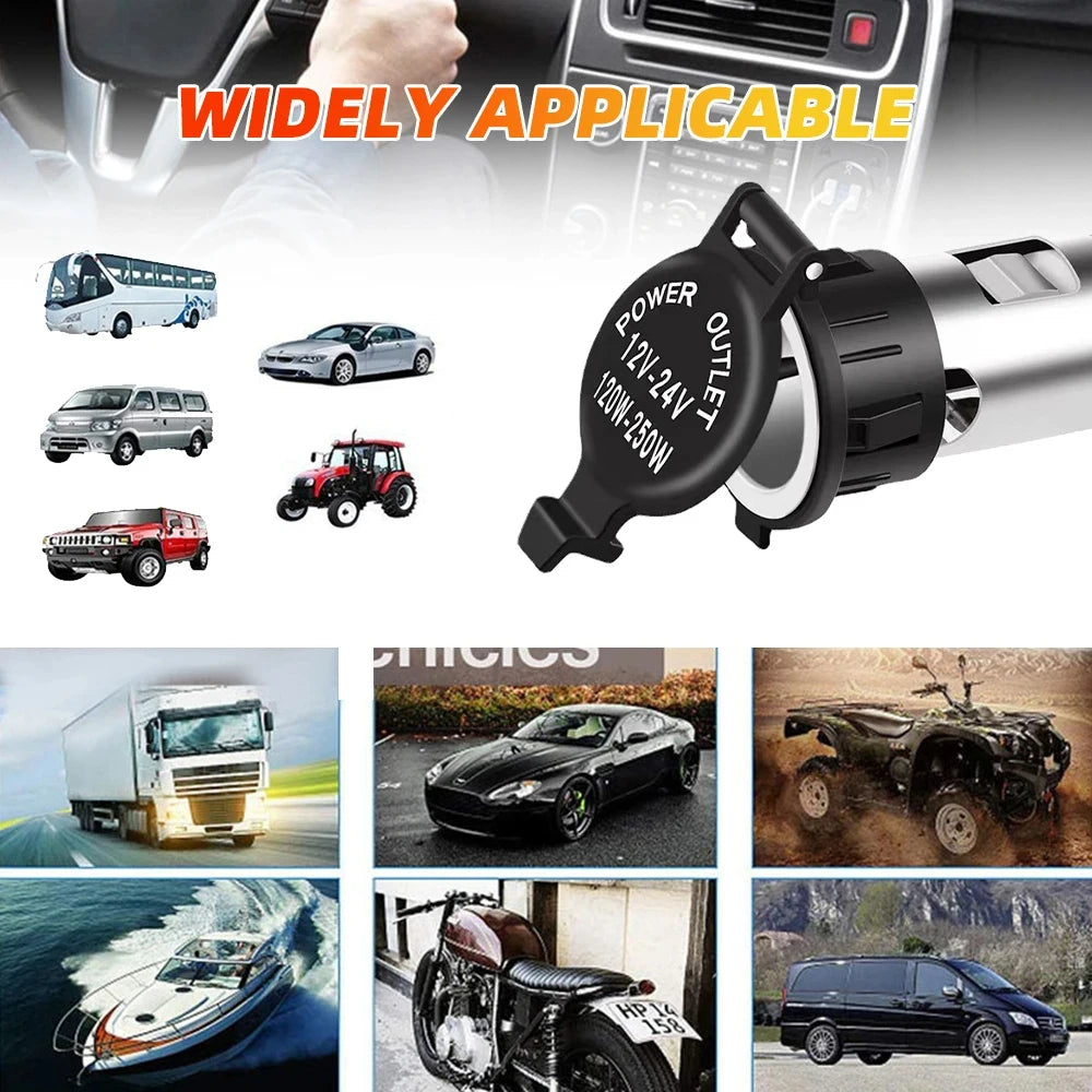 DC 12-24V Cigar Lighter Socket Car Cigarette Lighter Female Socket Power Plug Auto Motorcycle Car Marine Atv Rv Accessories